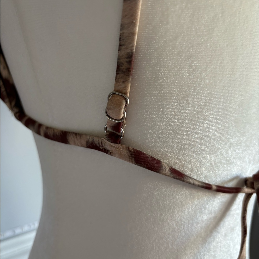 2-Piece Bikini Swimsuit Cheetah Brown Beige women’s size s/m adjustable straps - Picture 5 of 5